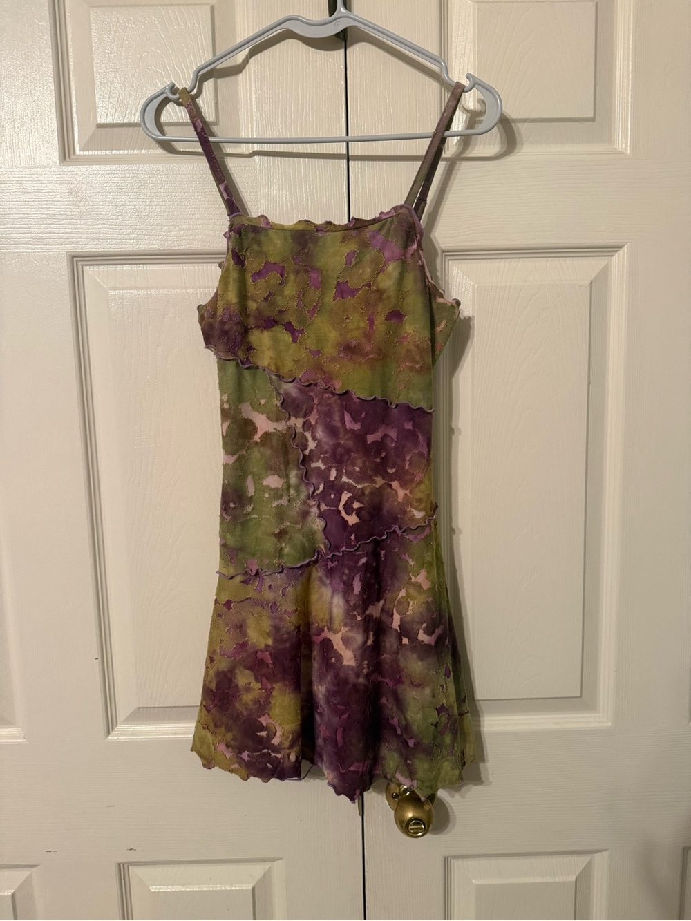 wild fable Olive & Purple Tie-Dye Spaghetti Strap Dress